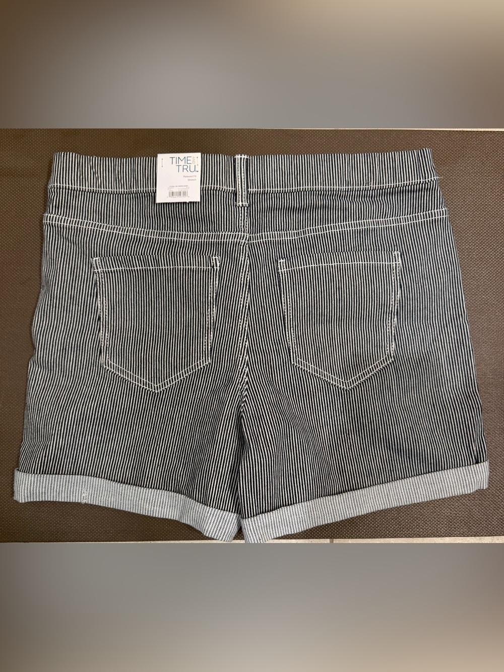 Time and Tru Denim and White Striped Jean Shorts - Picture 2 of 3